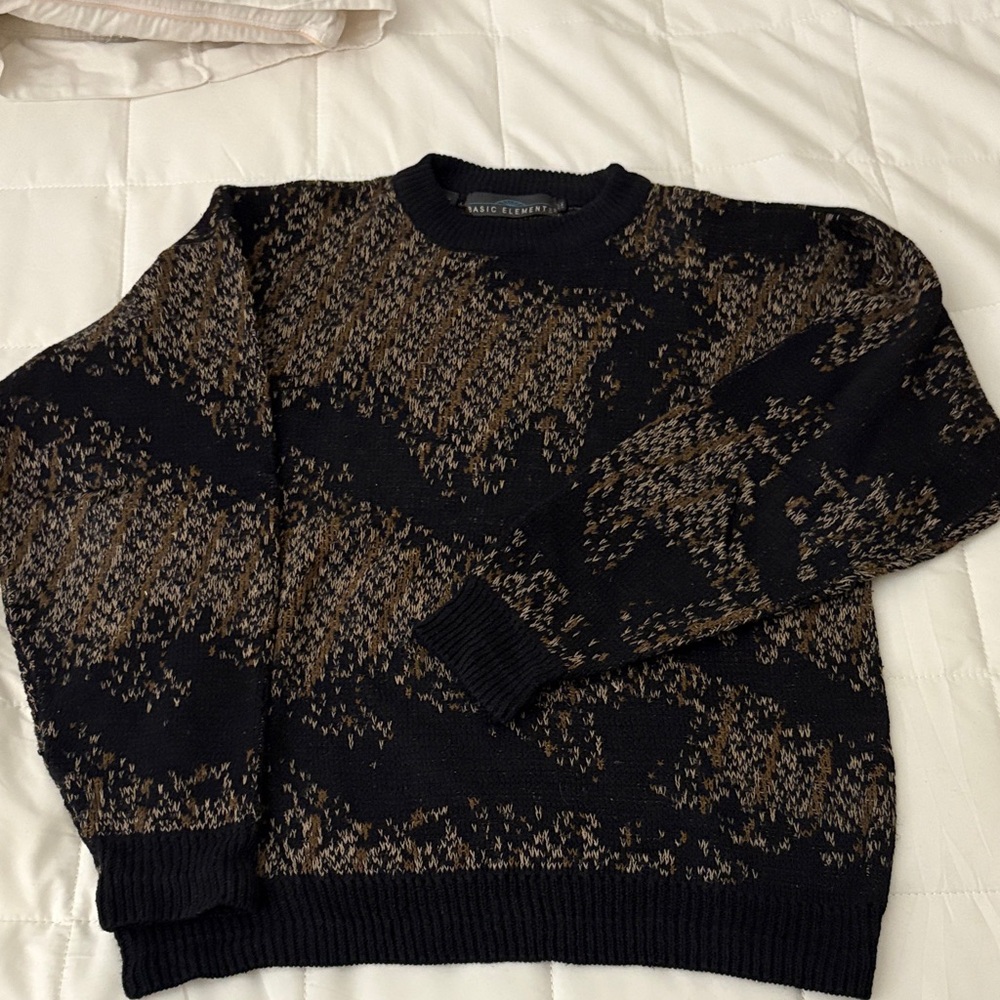 Classic Black and Brown Crewneck Sweater by Basic Elements of Macy’s